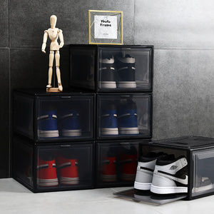 Black Foldable Shoe Containers Plastic Storage Box