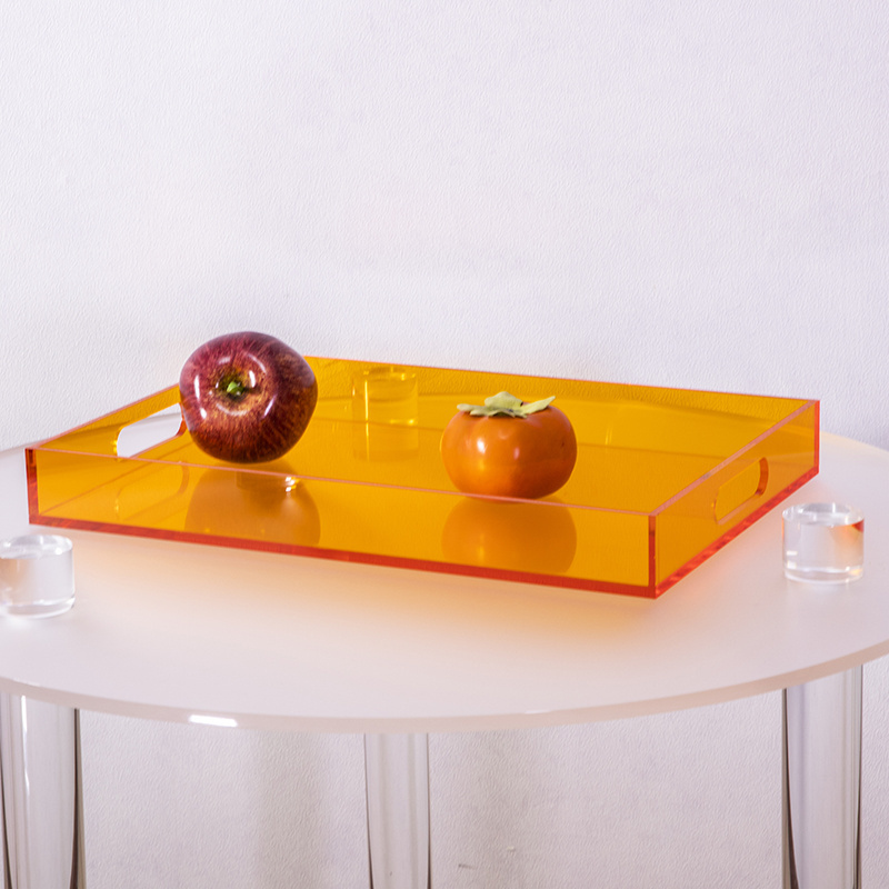 Nordic Acrylic Tray Custom Acrylic Trays Transparent Fruit Plate Ornament Holder Storage Acrylic Tray With Handles