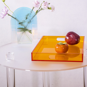 Nordic Acrylic Tray Custom Acrylic Trays Transparent Fruit Plate Ornament Holder Storage Acrylic Tray With Handles