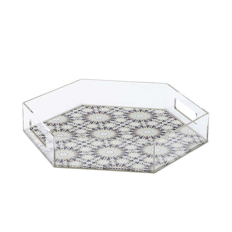 High Quality Creative Acrylic Round Tray Acrylic Candy Tray With Insert For Kitchen Coffee Table