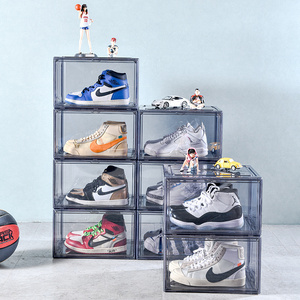 HOMESWEET Hot Selling Plastic Shoe Organizer Stackable Storage Box Magnetic For Storage Large Sports Shoe High Heels