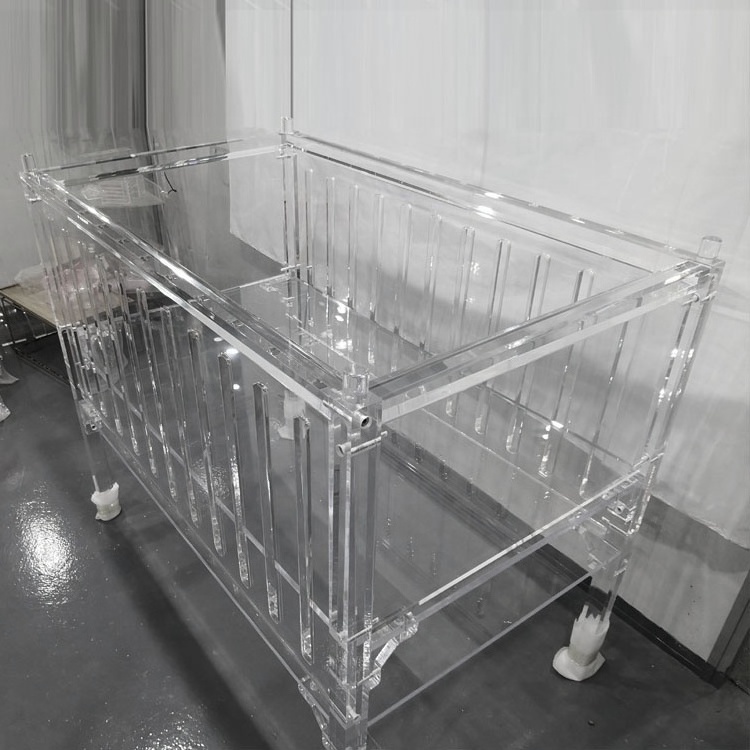 Customized Luxury Clear Acrylic Crib without Ceiling Baby bed Crib