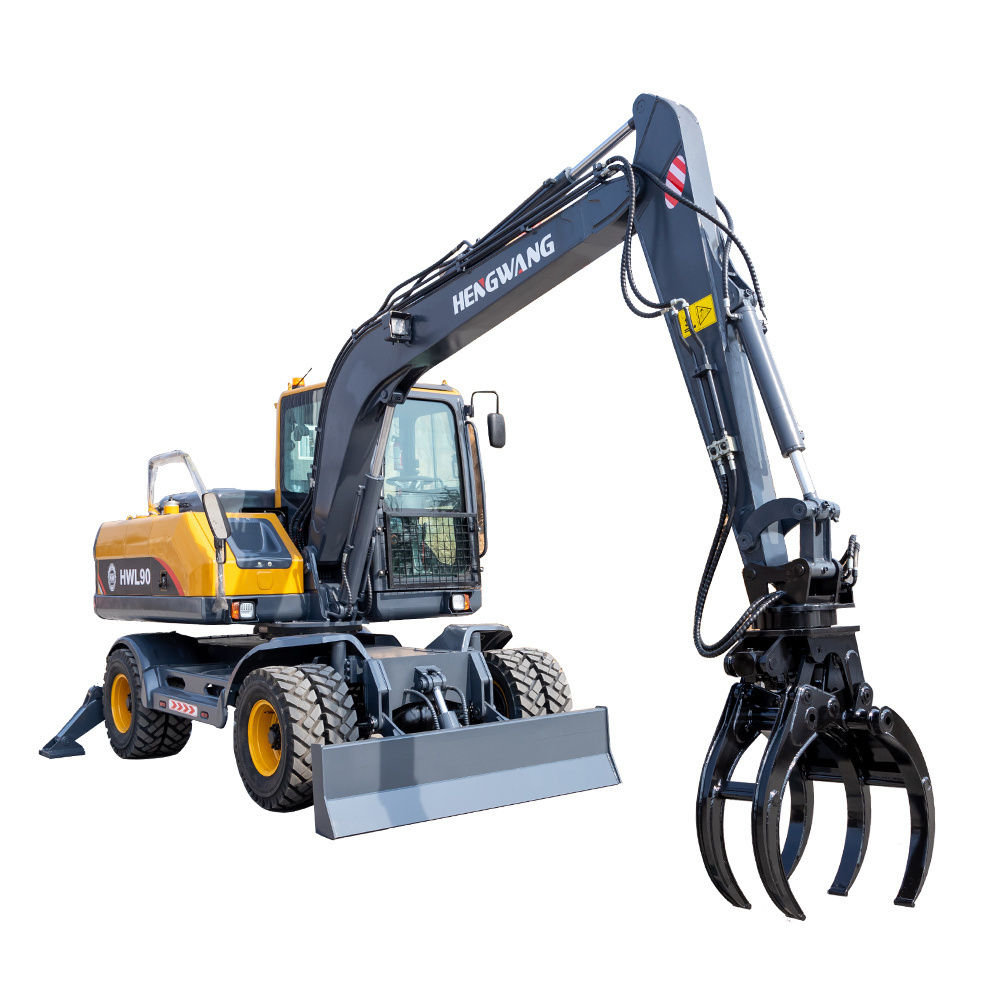 Hengwang HWL- 90 Wheel Excavators 7 8 10 12 15 Ton Wheel Excavator With 4 Tires