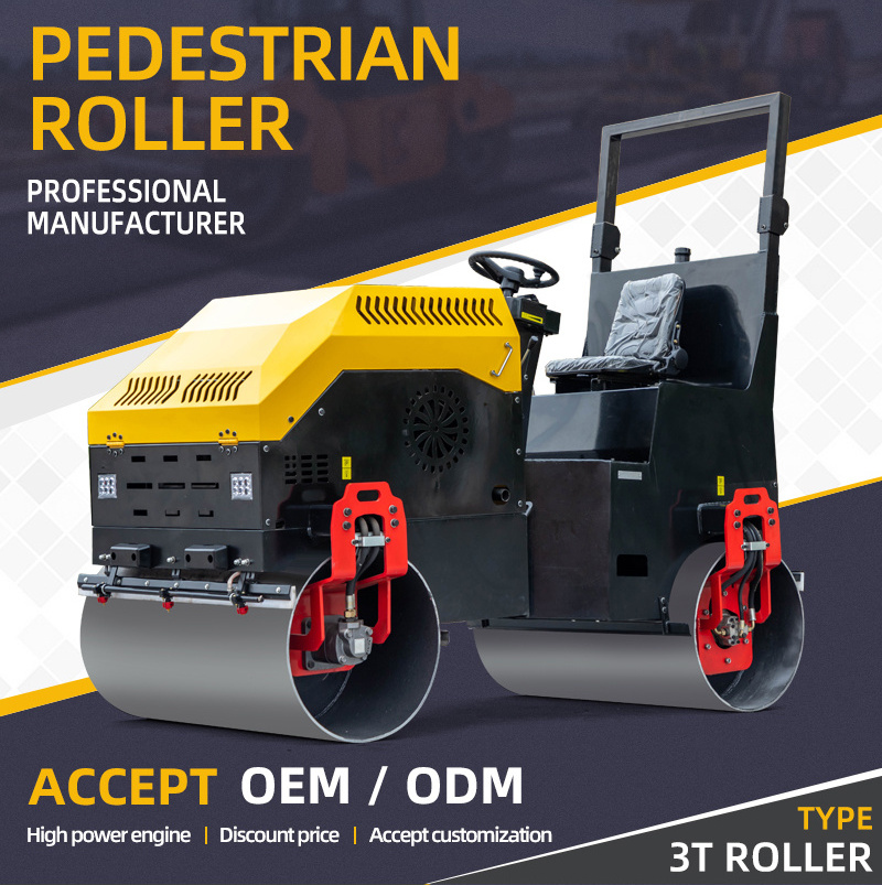 Driving Vibratory diesel Asphalt Road Rollercompactor 3 Ton small Mini Road Roller