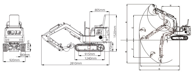 New Product 1 ton Mini Excavator Small bagger With boom swing Euro 5 engine mini digger for sale