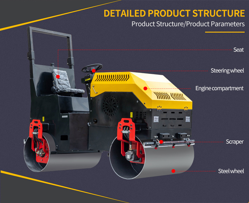 Driving Vibratory diesel Asphalt Road Rollercompactor 3 Ton small Mini Road Roller