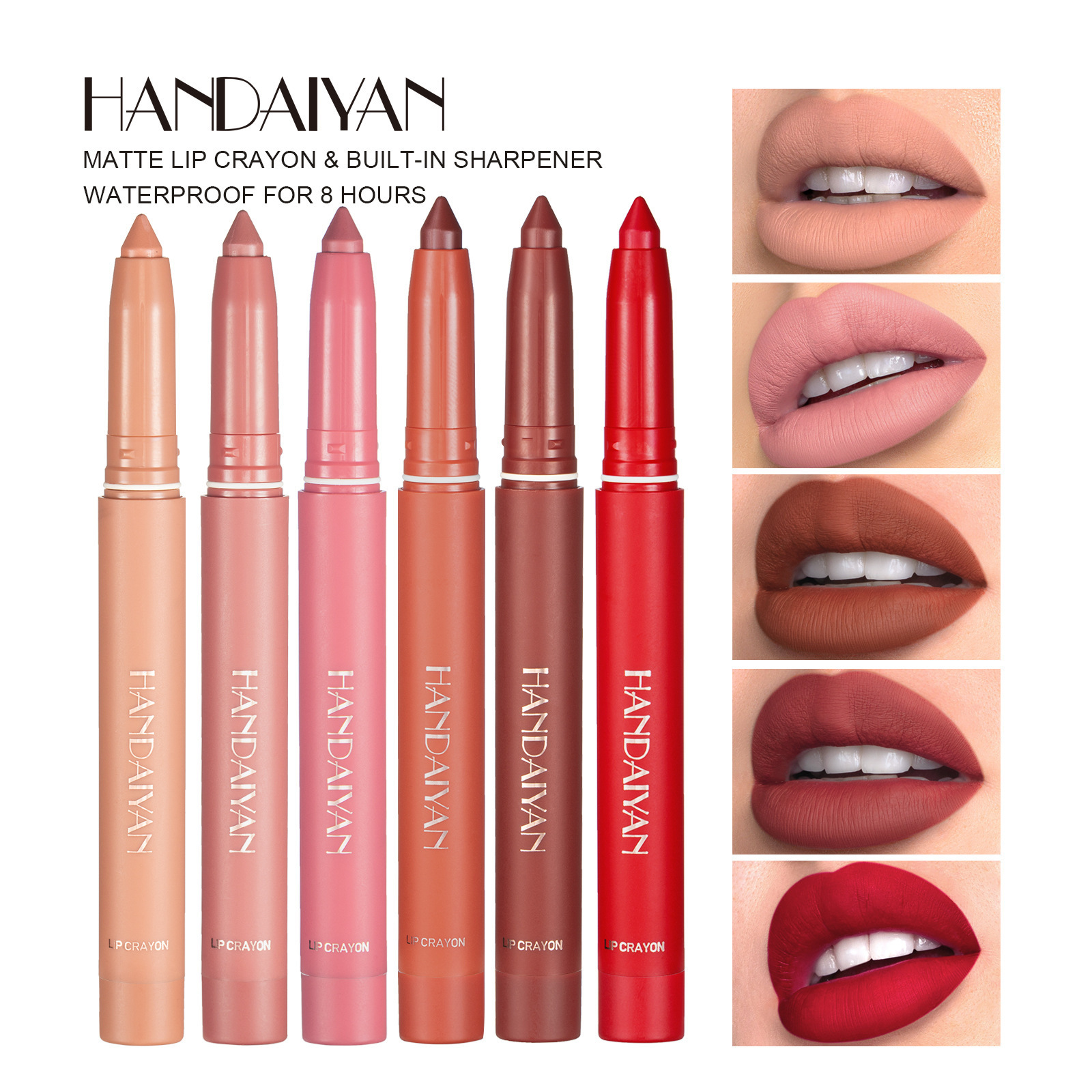 New product Not Easy To Fade And Dip Cup Matte  12 colors lipstick HANDAIYAN nude lipstick matte makeup lip stick for Ladies