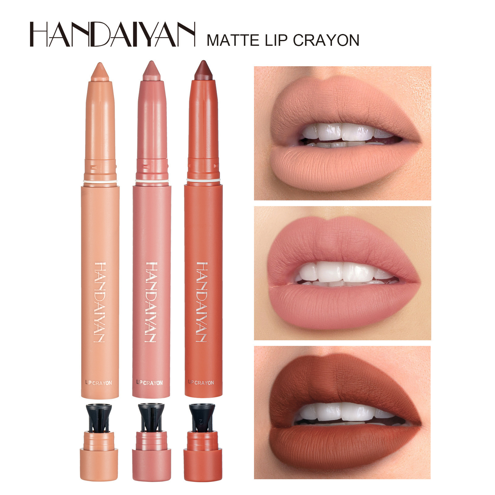 New product Not Easy To Fade And Dip Cup Matte  12 colors lipstick HANDAIYAN nude lipstick matte makeup lip stick for Ladies