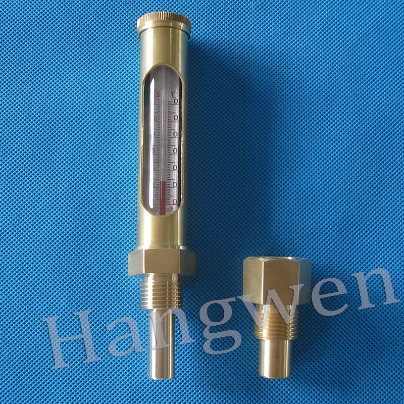 Round case brass glass thermometer