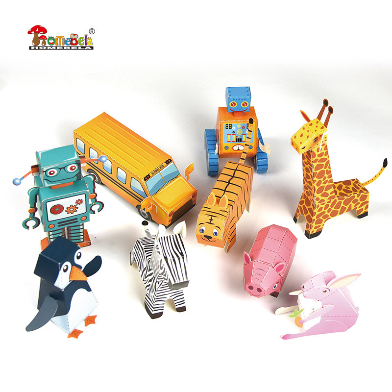 Custom High Quality White Cardboard Educational Paper 3D Animal Model Children's Toy