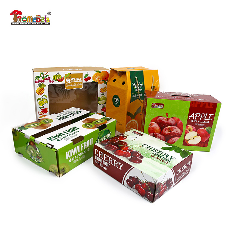 ECO-friendly mango blueberry fruit carton packing boxes with handle