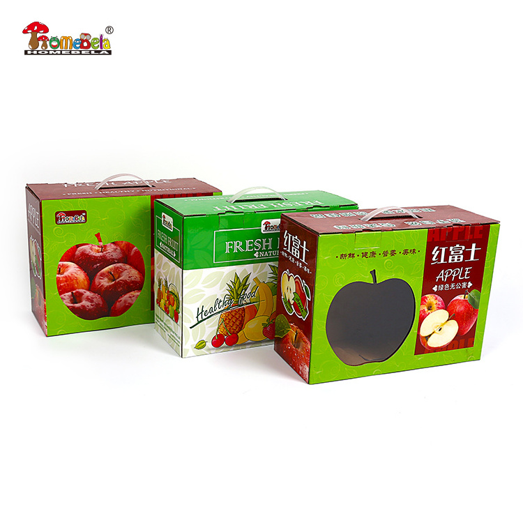 ECO-friendly mango blueberry fruit carton packing boxes with handle