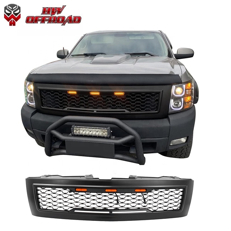 HW 4x4 Offroad Front Bumper Grille Mesh Grill for Silverado 1500 2007-2013