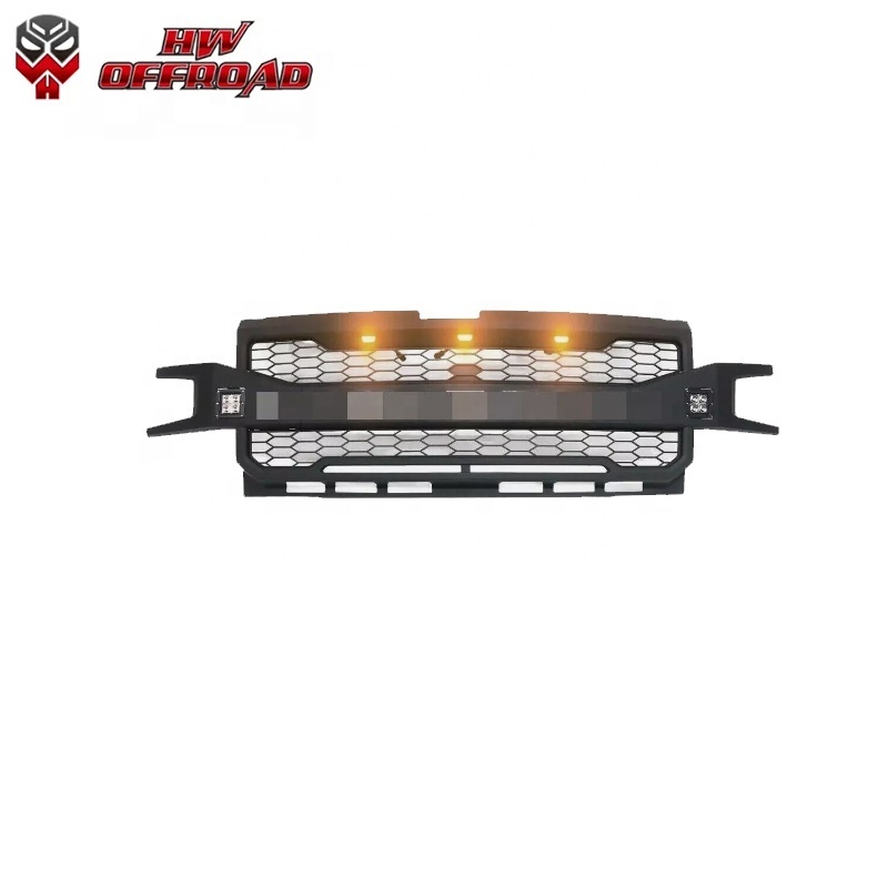 HW 4x4 Offroad Black Grille Mesh Grill with LED for Silverado 1500 2019-2022