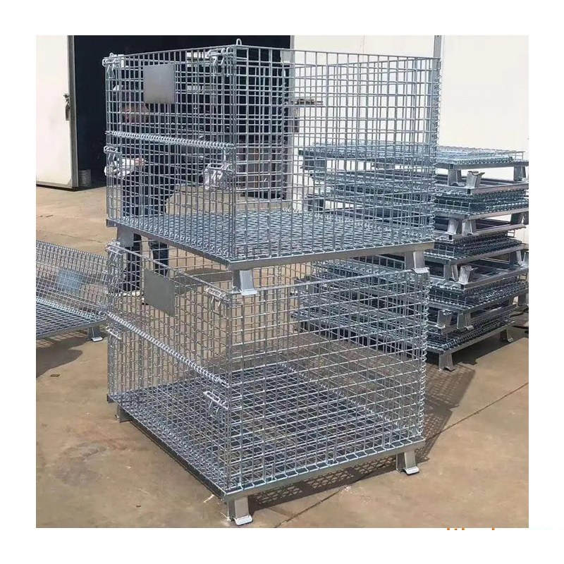 warehouse mesh roll racking steel forklift cage stacking container cage