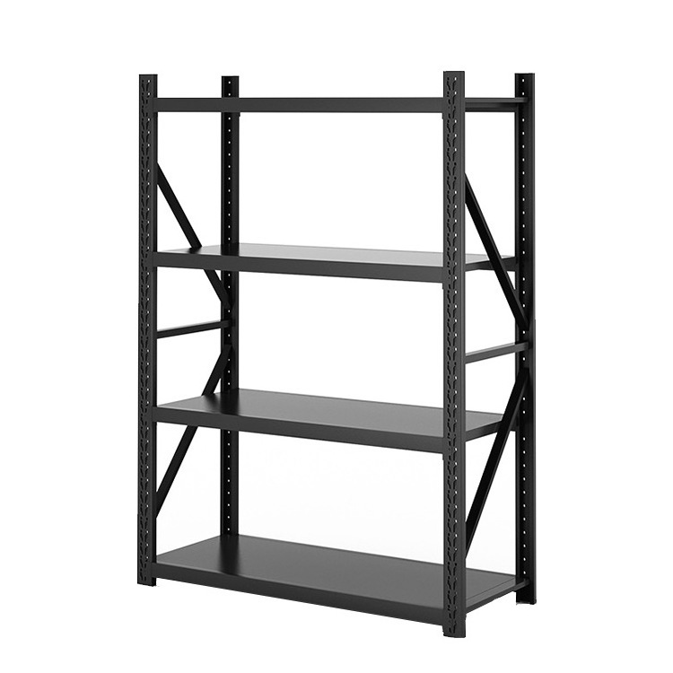 Custom Heavy Duty Shelving 300 Kg layer Garage Black 4 Tier Warehouse Storage Metal Stacking Shelf Rack unit for Warehouse