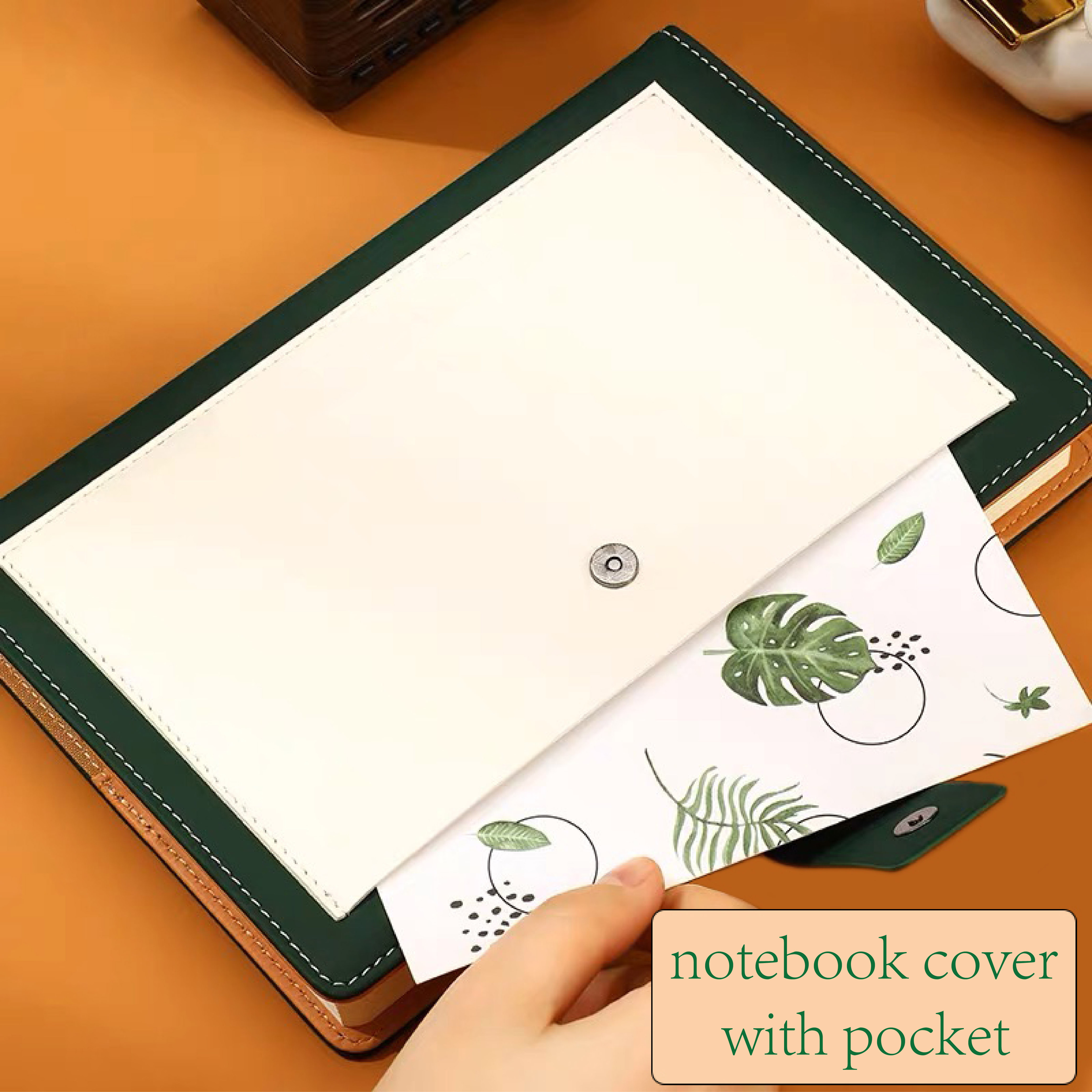 High quality Custom printing pu leather A5 hardcover planner daily journal notebook with pocket personal diary