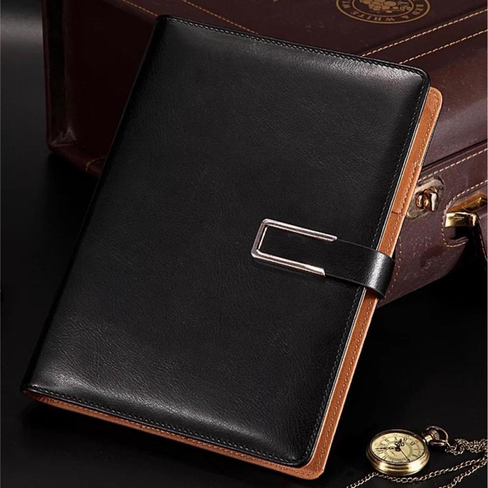 Luxury PU leather office Loose leaf journal 6 ring binding notebook hardcover business planner custom logo printed diary