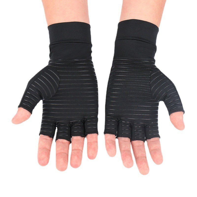 Copper Fiber Riding Gloves Half Knuckle Rehabilitation Silicone Anti-skid Fitness Fingerless Gloves