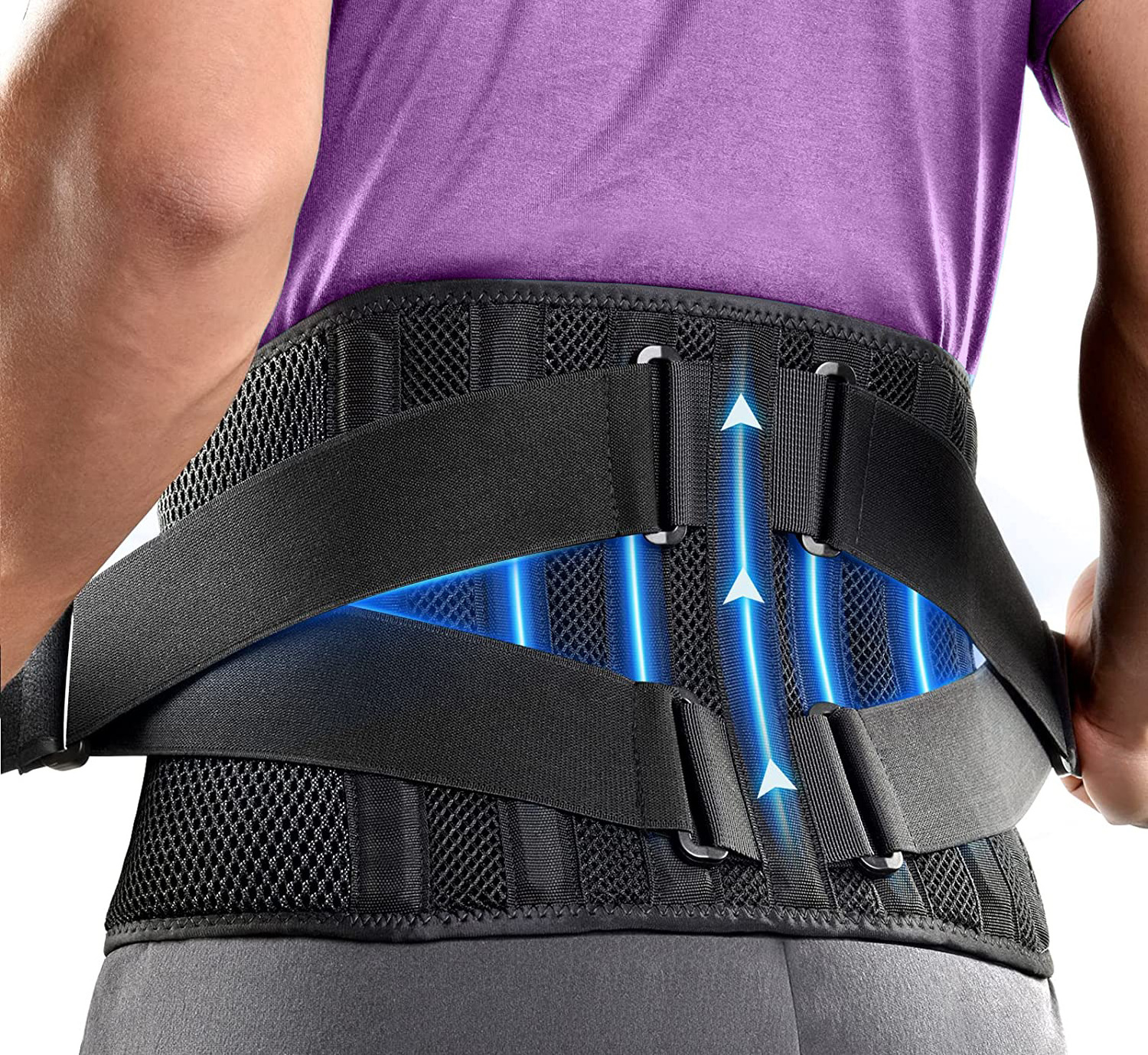 Customizable Air Mesh Back Brace for Men Women Lower Back Pain Relief Stays Adjustable Belt for Work Anti-skid back support