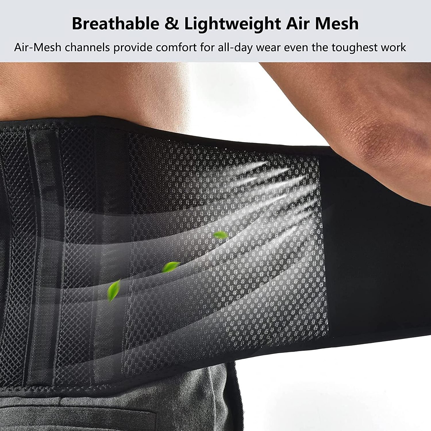 Customizable Air Mesh Back Brace for Men Women Lower Back Pain Relief Stays Adjustable Belt for Work Anti-skid back support