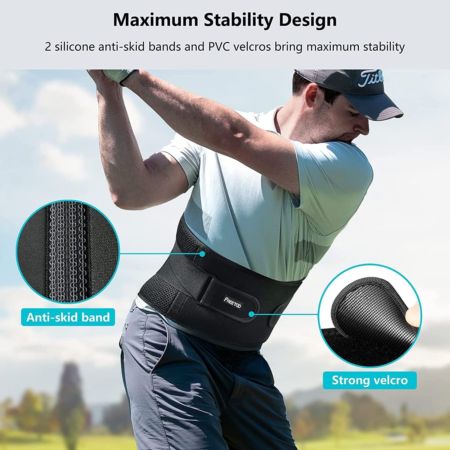 Customizable Air Mesh Back Brace for Men Women Lower Back Pain Relief Stays Adjustable Belt for Work Anti-skid back support