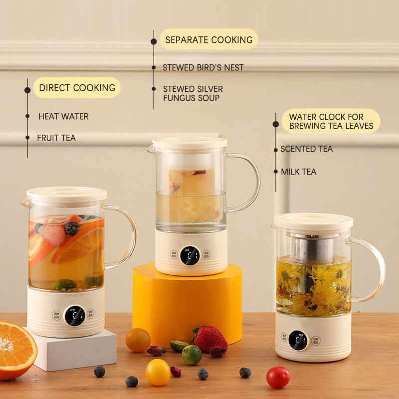 Multi-functional Borosilicate Glass Materia Electric Tea Maker Stew Dessert Machine 500W Power Kettle Health Pot