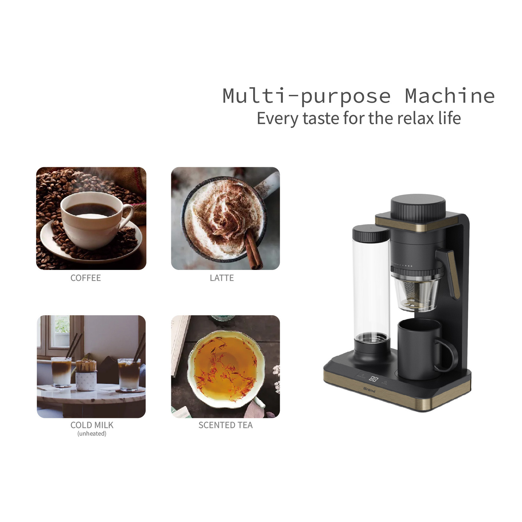 Electric Automatic Multifunctional American Drip Filter Coffee Machine System With Grinder Coffee Beans Espresso Coffee Maker