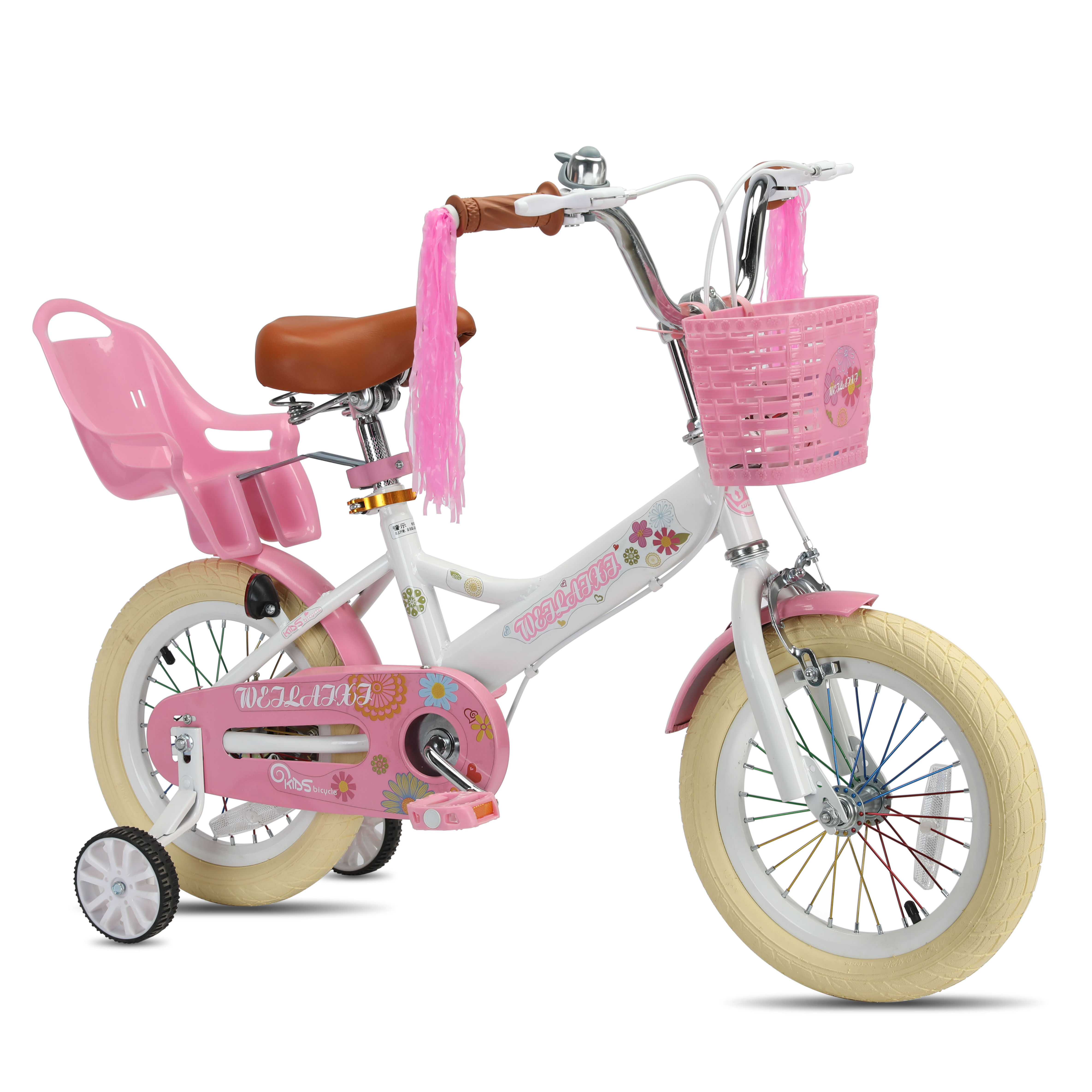 Aluminum Alloy Kids Bike with Single Speed Gears and Training Wheel Girls Children's Bicycle with Basket for Ages 3-12 Years