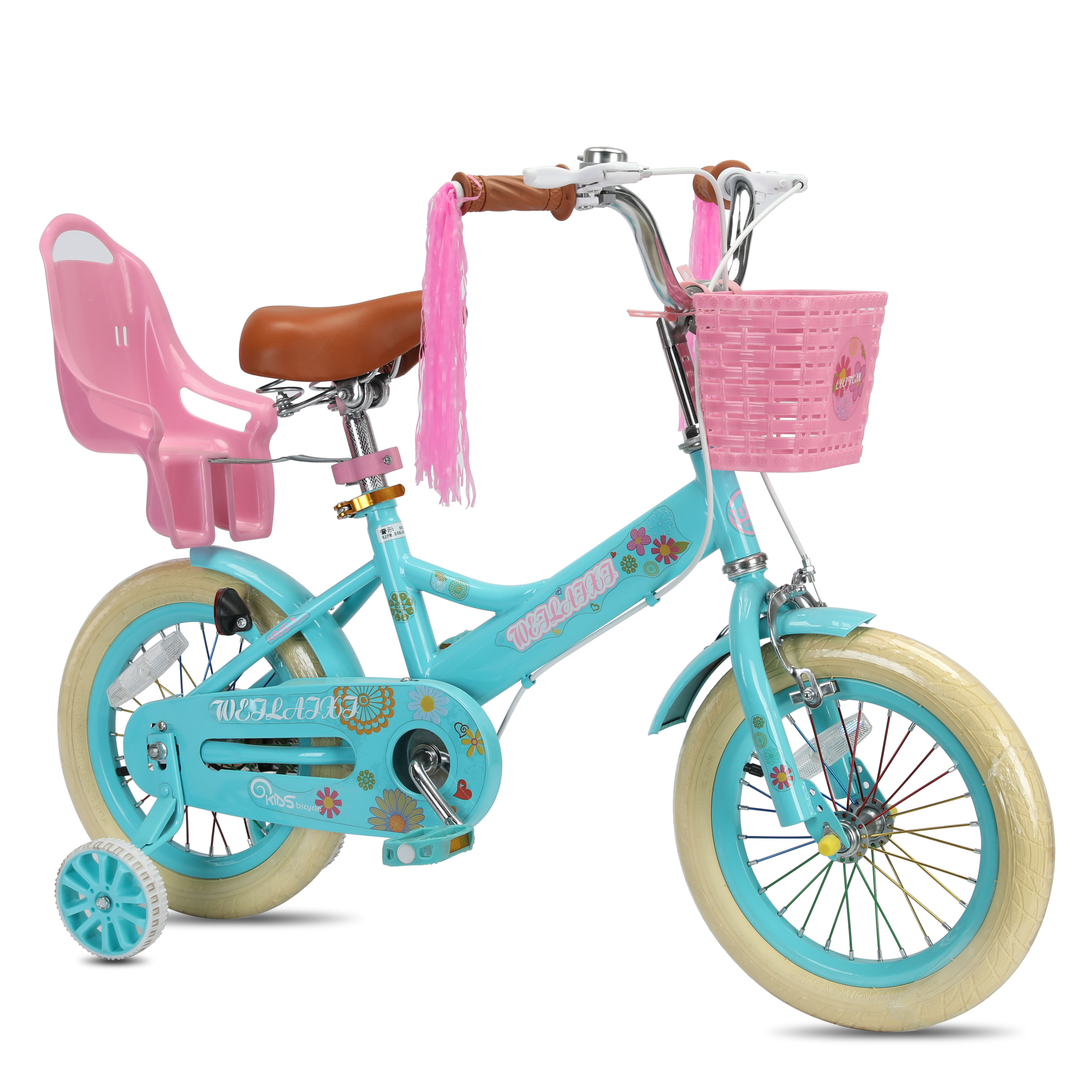 Aluminum Alloy Kids Bike with Single Speed Gears and Training Wheel Girls Children's Bicycle with Basket for Ages 3-12 Years