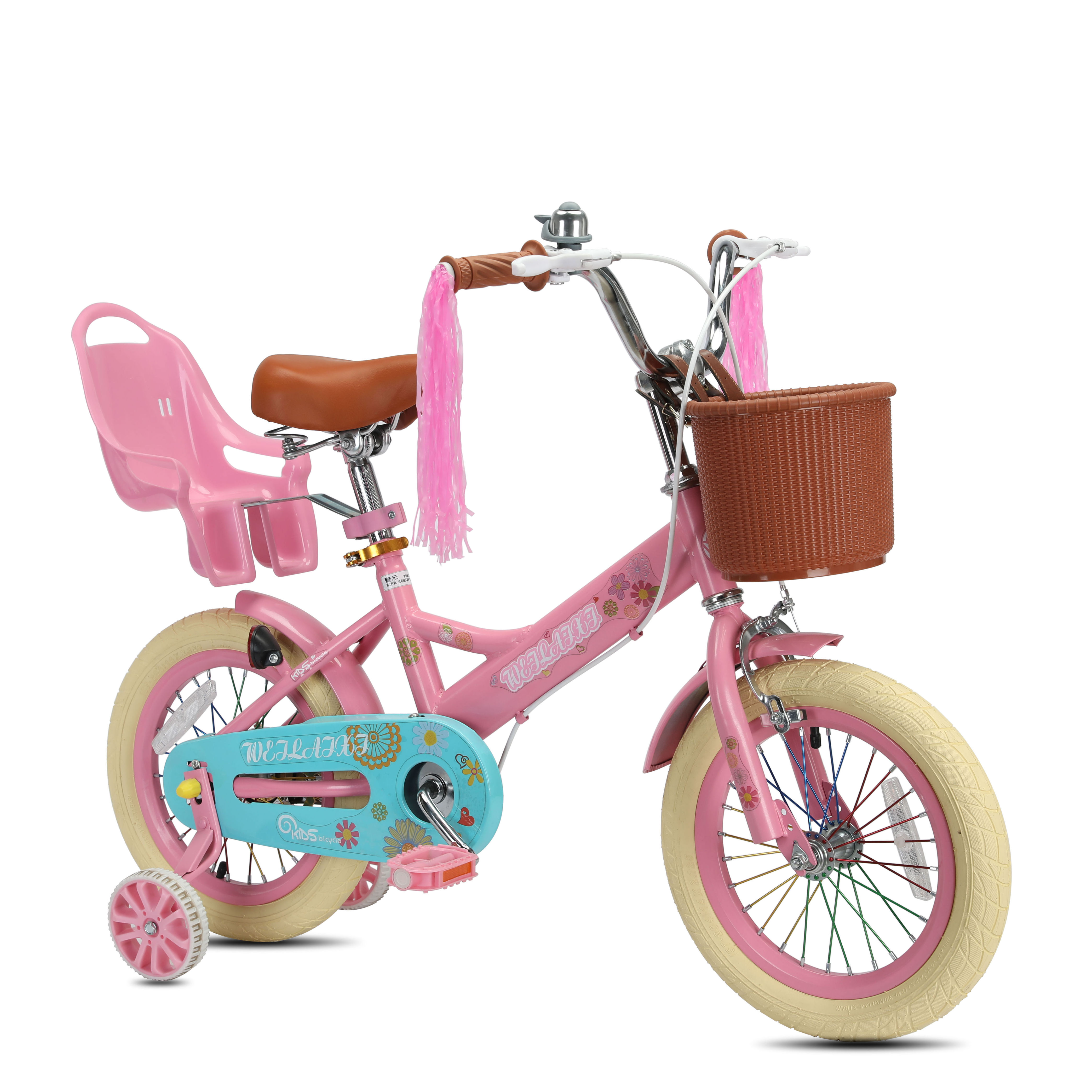 Aluminum Alloy Kids Bike with Single Speed Gears and Training Wheel Girls Children's Bicycle with Basket for Ages 3-12 Years