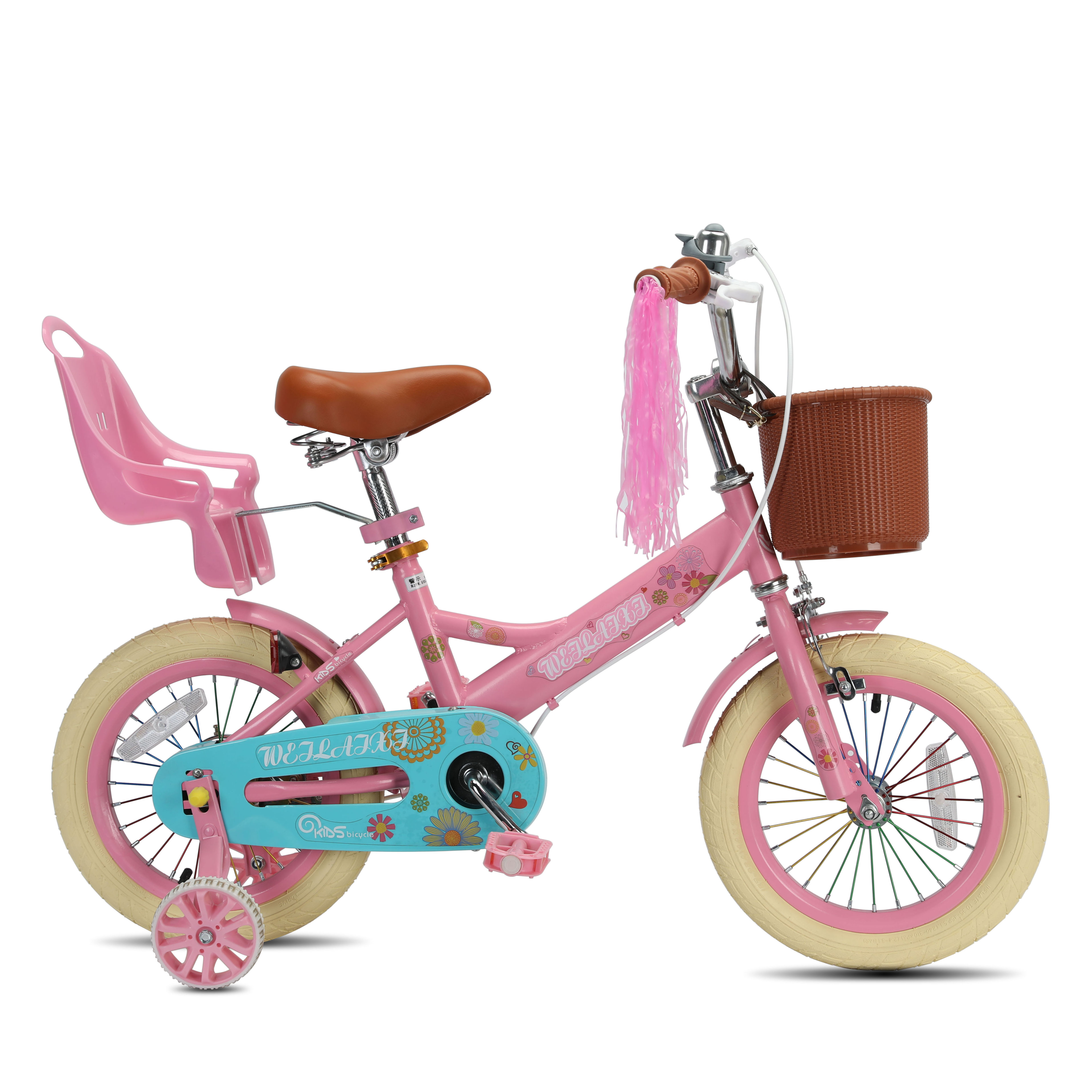 Aluminum Alloy Kids Bike with Single Speed Gears and Training Wheel Girls Children's Bicycle with Basket for Ages 3-12 Years