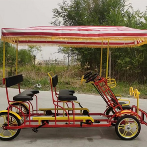 2023 New style 4 people person wheel surrey luxury tandem bike for sight seeing Tourism Bicycle