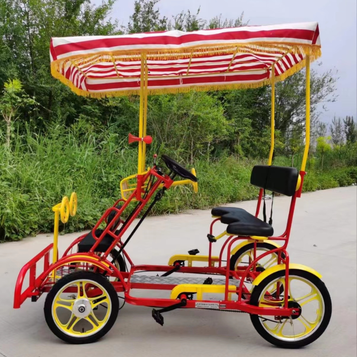 2024 oem factory price sightseeing tourist bicycles double seat 2 person 24 inch adult touring beach tandem bike for mother