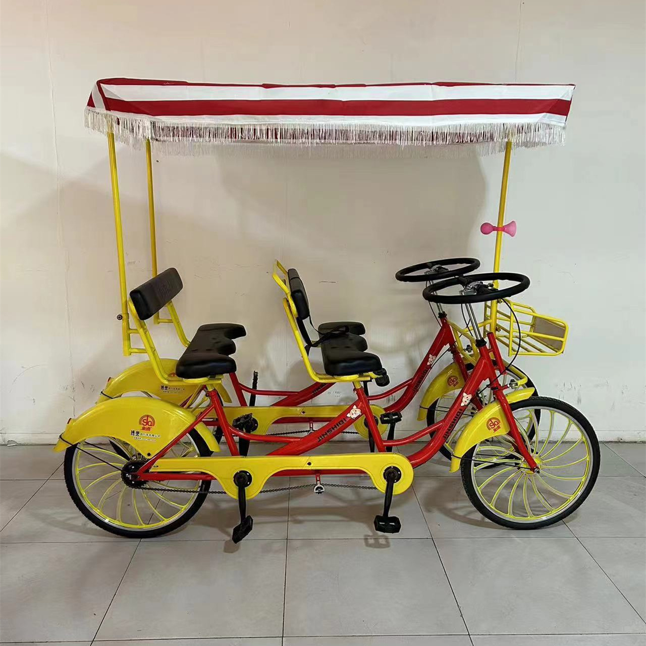 2023 New style 6 people person wheel surrey luxury tandem bike for sight seeing Tourism Bicycle