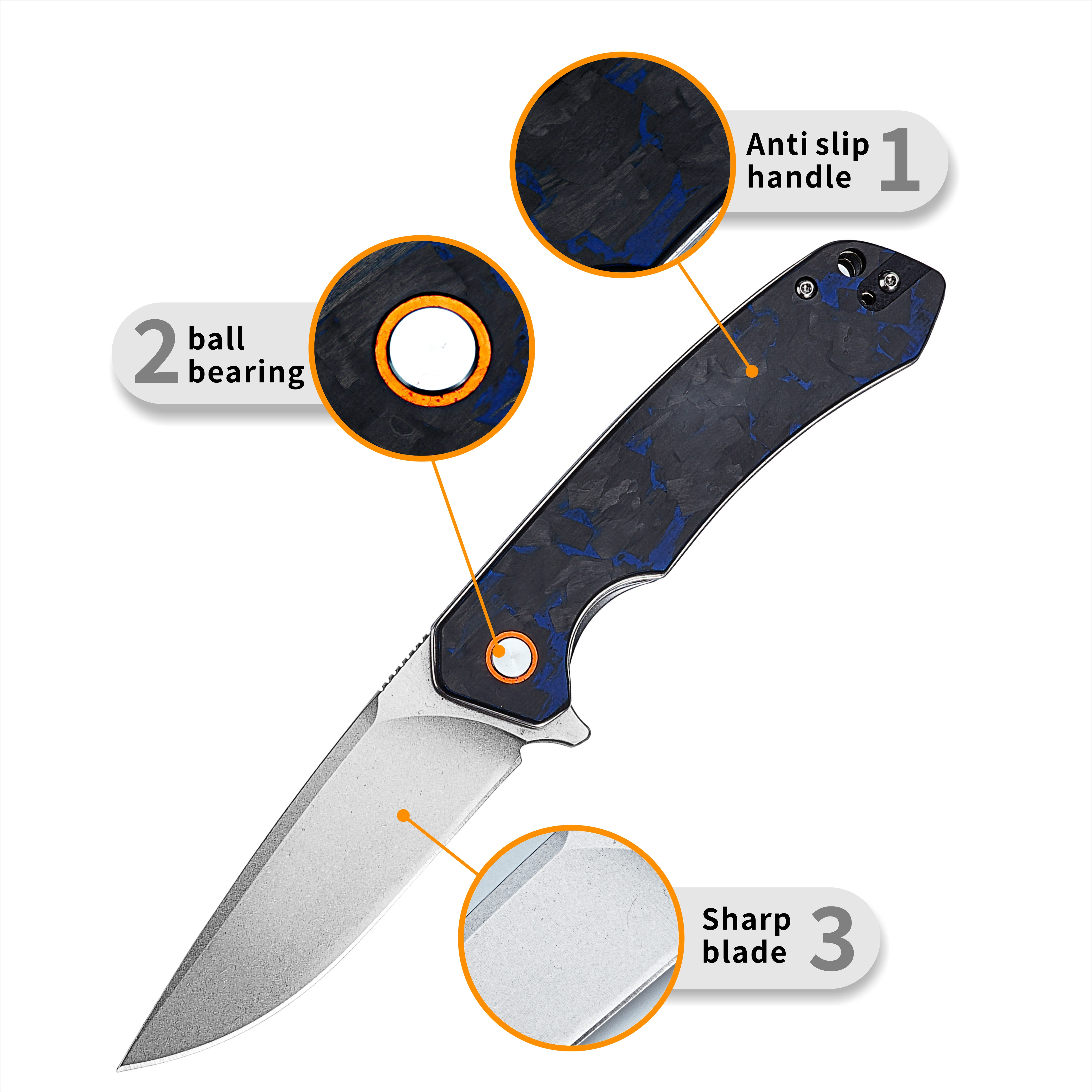 Folding knife D2  blade G10 and Carbon Fibre  handle outdoor knife  Camping Hunting Survival EDC Tools