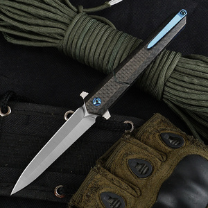 New Style carbon fiber Folding Pocket Knife M390 Steel Blade EDC Self Defense Knives with Double-sided Knife Clip Design