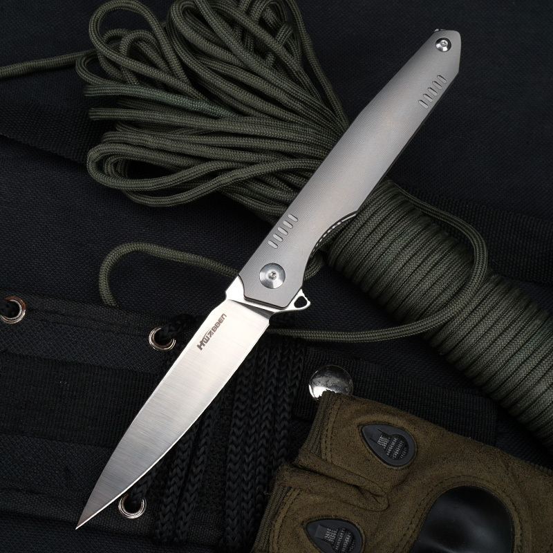 Wholesale High-grade Titanium Handle Camping Outdoor Knife Sharp Folding pocket Knife With Clip