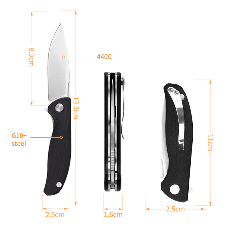 Oem Best Outdoor Camping Hunting Tactics Survival  440C Blade Folding Knife With G10 Handle