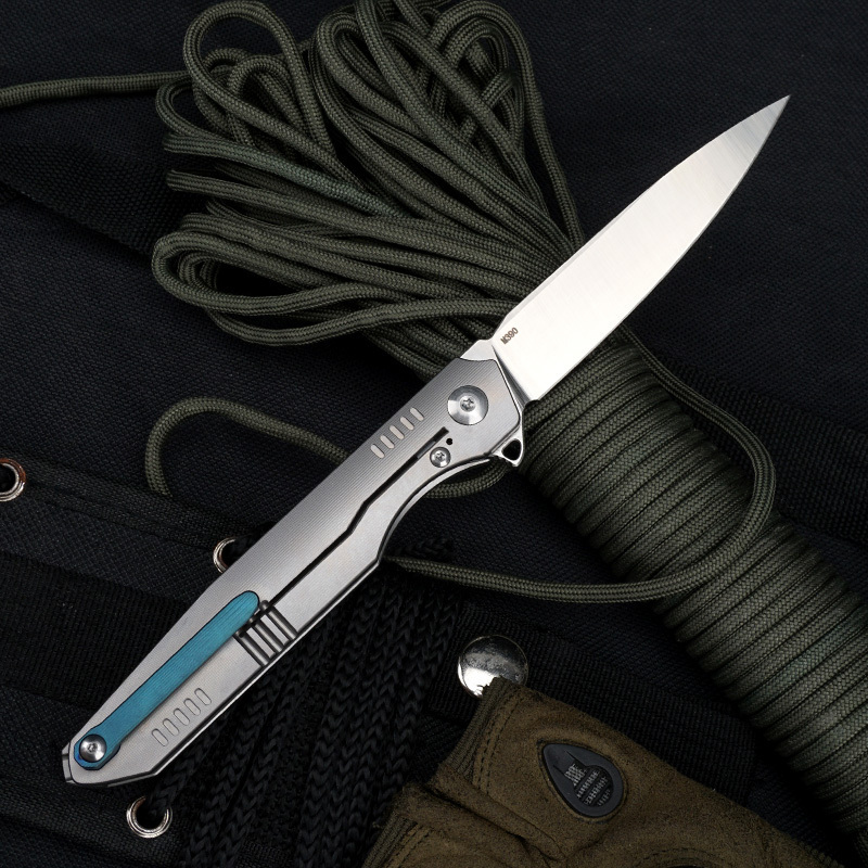 Wholesale High-grade Titanium Handle Camping Outdoor Knife Sharp Folding pocket Knife With Clip