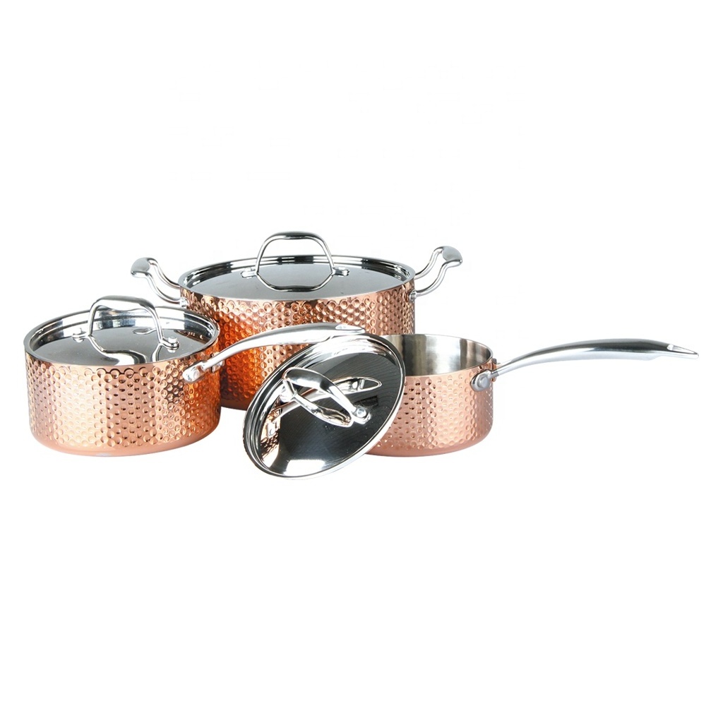 triply copper cookware 11pcs all clad nonstick stainless steel copper bottom cookware set