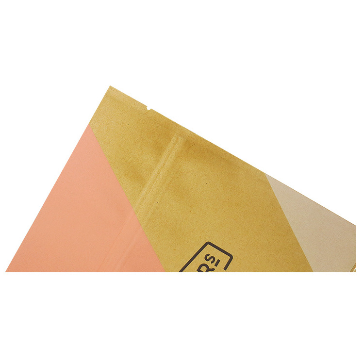 Kraft paper pouch bag with zip lock and V cut,Flat Craft paper zipper tea bag