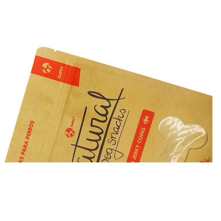 Kraft paper pouch bag with zip lock and V cut,Flat Craft paper zipper tea bag