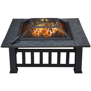 Fashion Outdoor 34In square Table metal brazier wood burning cast iron garden fire pit for Backyard