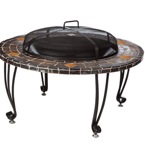 Hot Sale wood burning Natural Stone concrete brazier with bbq grill outdoor fire pit bowl with table for garden