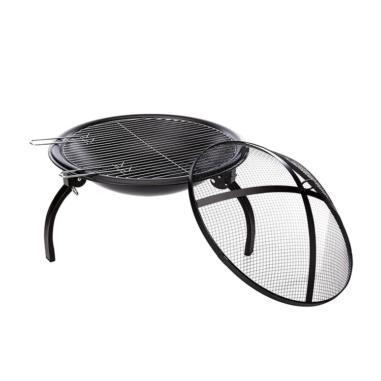 New 3 legs heating wood burning portable with Cooking Grate bbq grill foldable garden fire pit for outdoor