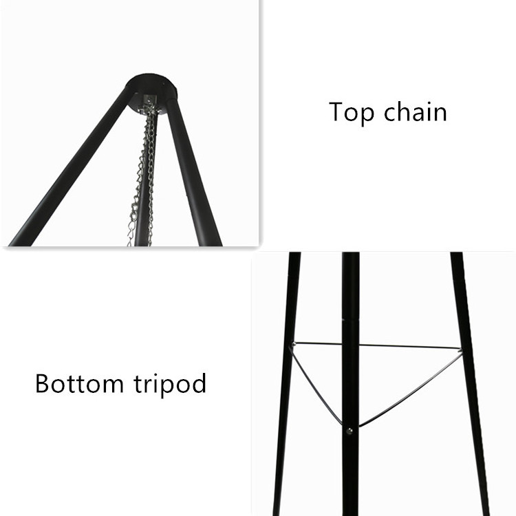 Boutique Outdoor 47cm hanging tripod chain round charcoal barbeque grill portable camping bbq grill for garden