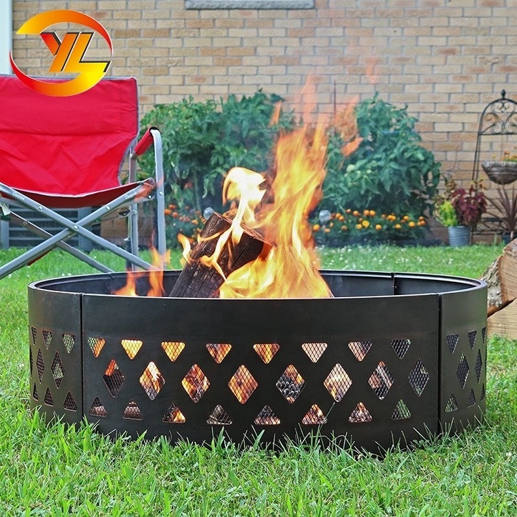 Factory Price Garden Patio Backyard Outdoor Circle Round Wood Burning Bonfire Heavy Duty  Cross Weave Campfire Fire Pit Ring