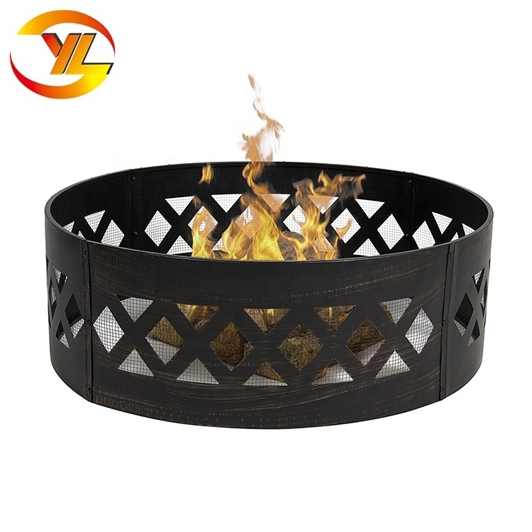 Factory Price Garden Patio Backyard Outdoor Circle Round Wood Burning Bonfire Heavy Duty  Cross Weave Campfire Fire Pit Ring