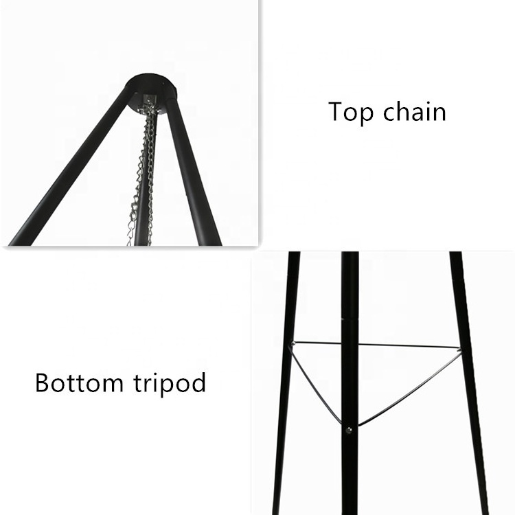 Chain Hanging Style Outdoor Fire Pit Portable Triangle Stand Homemade Portable Charcoal Camping Bbq Grill